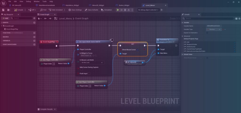 Unreal Engine 3D Menu